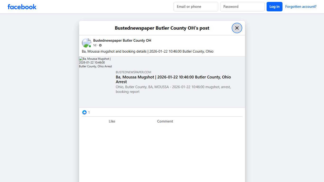 Ba, Moussa mugshot and... - Bustednewspaper Butler County OH Facebook