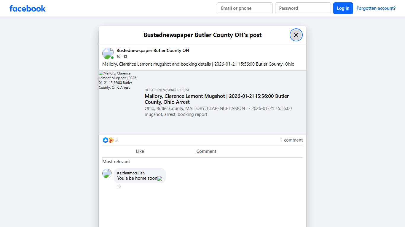 Mallory, Clarence... - Bustednewspaper Butler County OH Facebook